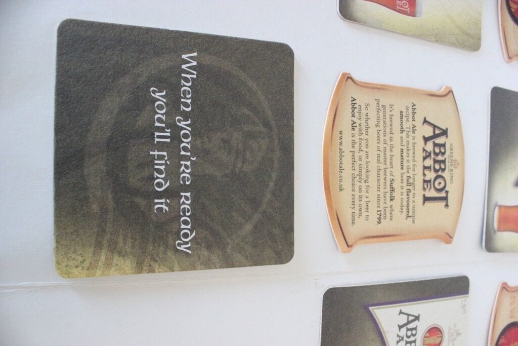 ABBOTT ALE -10 SOTTOBICCHIERI VINTAGE DA PUB - GREENE KING BEER MATS Birra & dintorni