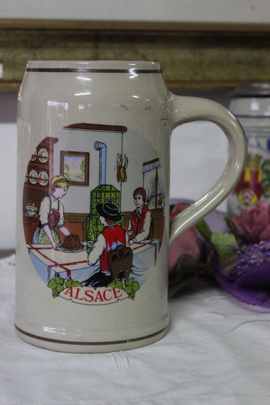 ALSACE GRANDE BOCCALE VINTAGE  PER BIRRA IN CERAMICA H cm 19,4 / BEER STEIN Lt 1 Birra & dintorni