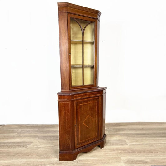 Angoliera antica in legno mobile ad angolo vetrina vetrinetta angolare epoca 800 Arredamento