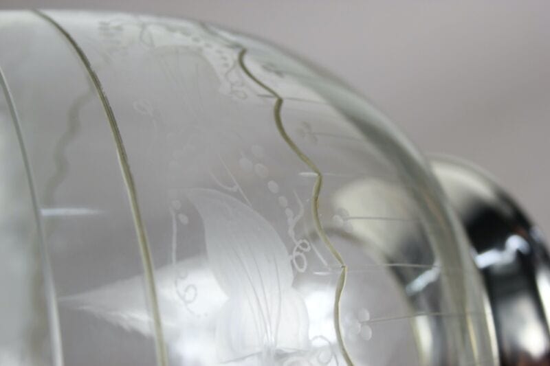 Antica Alzata centrotavola in argento 800  cristallo serigrafato fruttiera coppa Sheffield & Argento