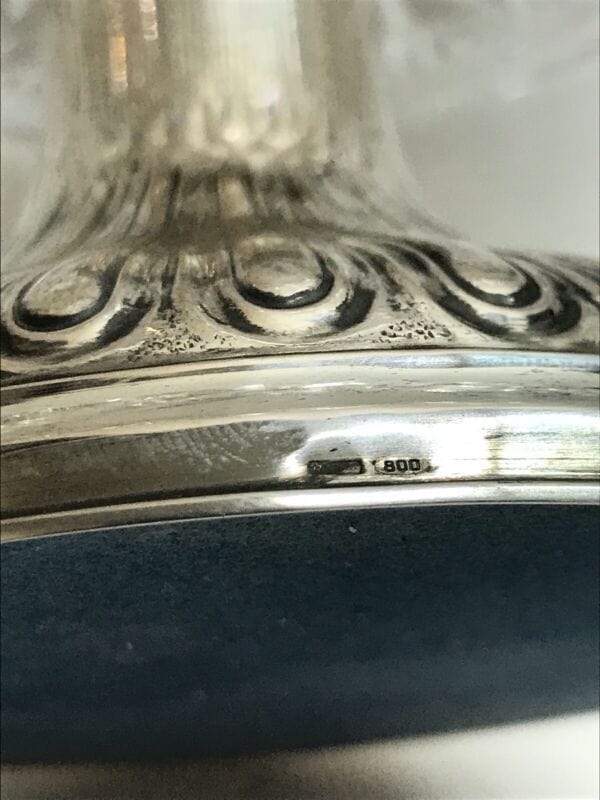 Antica Alzata centrotavola in argento 800 e cristallo molato fruttiera  alzatina