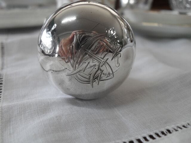 ANTICA BOCCETTA DA TOILETTE IN VETRO E ARGENTO EP.800 GLASS + SILVER LID BOTTLE Sheffield & Argento