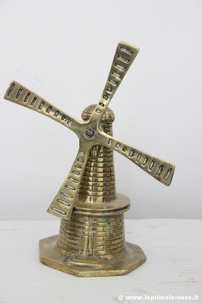 ANTICA CAMPANELLA IN OTTONE  H 18cm Kg 1,200 MULINO VINTAGE WINDMILL BRASS BELL Campane - Campanelle