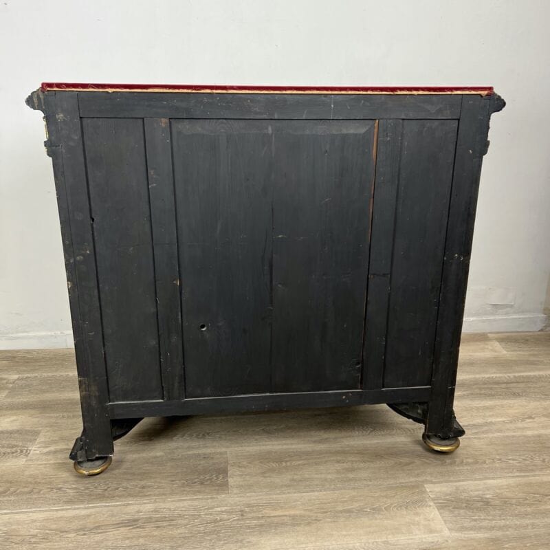 Antica credenza Napoleone III in stile Boulle legno ebanizzato nero e Dipinti Arredamento