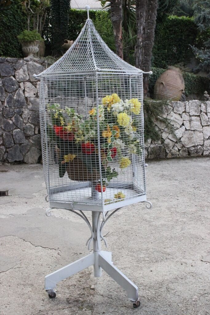 ANTICA  GABBIA IN FERRO X UCCELLI H mt 1,80 VECCHIA VOLIERA SHABBY CHIC FIORIERA Other