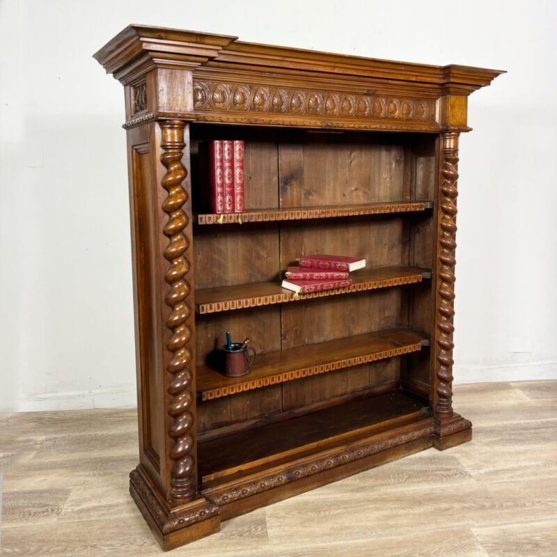 Antica Libreria a giorno credenza in legno di noce mobile stile rinascimento Arredamento