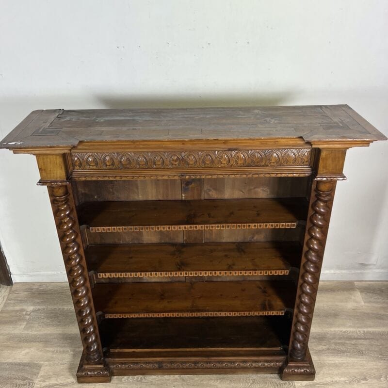 Antica Libreria a giorno credenza in legno di noce mobile stile rinascimento Arredamento