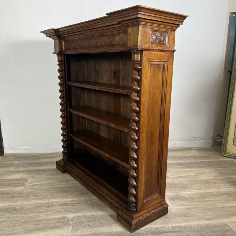 Antica Libreria a giorno credenza in legno di noce mobile stile rinascimento Arredamento