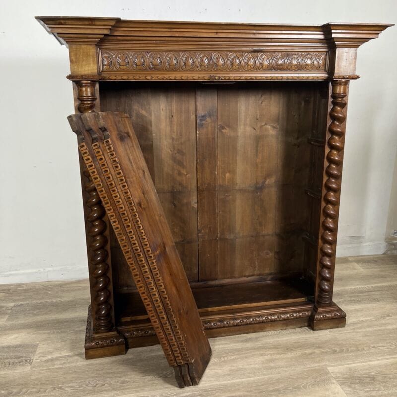 Antica Libreria a giorno credenza in legno di noce mobile stile rinascimento Arredamento