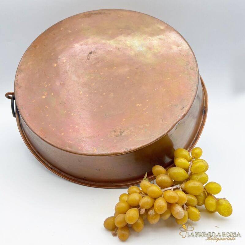 Antica Padella in rame vecchia pentola tegame teglia stagnata casseruola anello Ottone