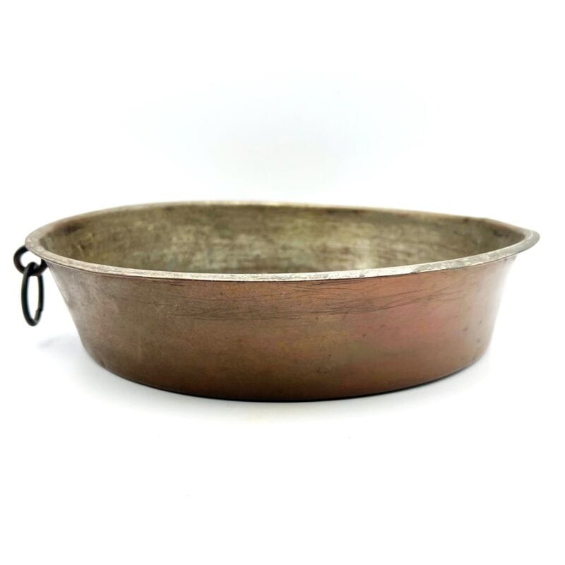 Antica Padella in rame vecchia pentola tegame teglia stagnata casseruola anello Ottone