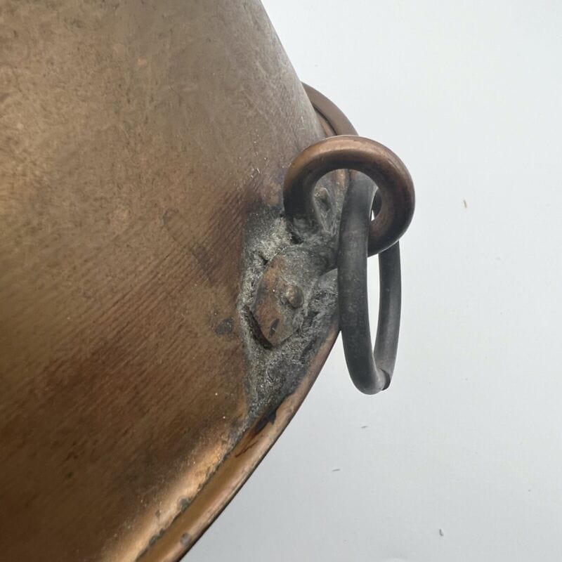 Antica Padella in rame vecchia pentola tegame teglia stagnata casseruola anello Ottone