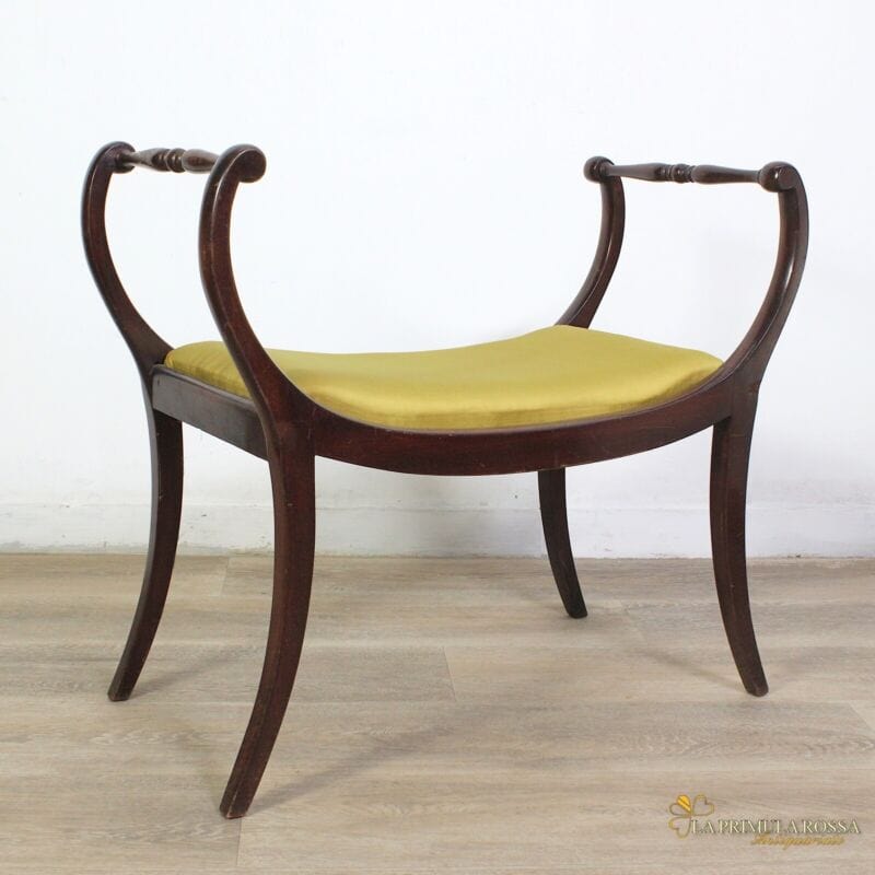 Antica Panchetta dormeuse imbottita sgabello vintage stile 800 divanetto panca Arredamento