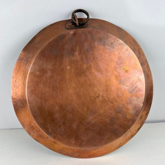 Antica Pentola in rame padella tegame teglia rotonda stagnata piatto casseruola Ottone