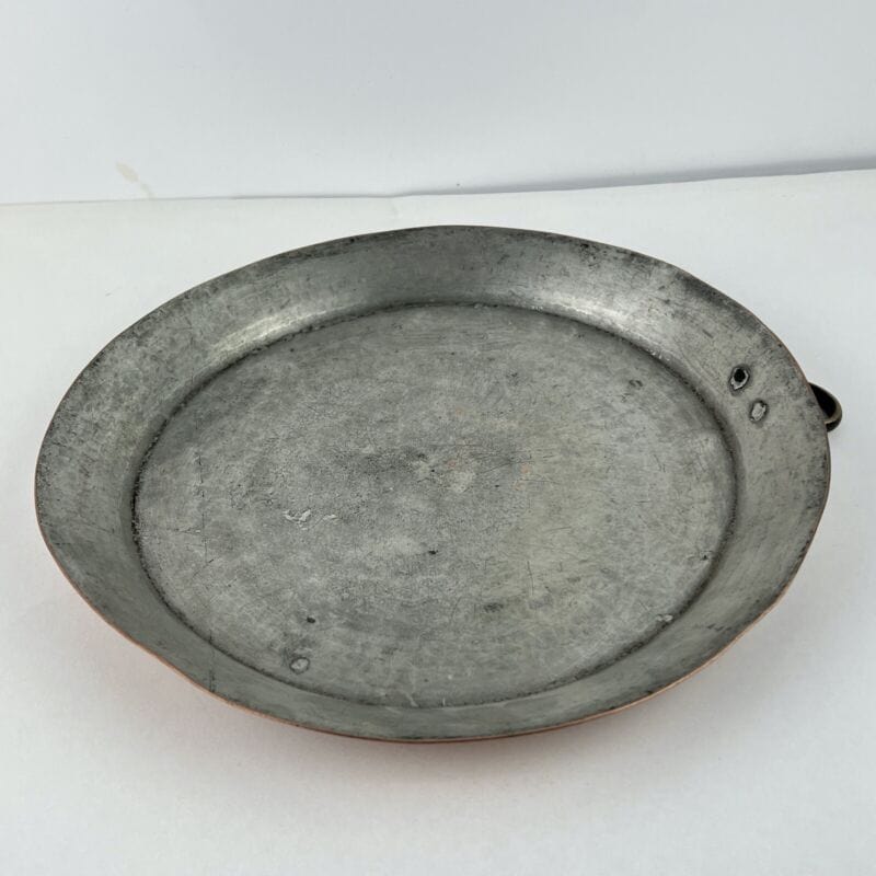 Antica Pentola in rame padella tegame teglia rotonda stagnata piatto casseruola Ottone