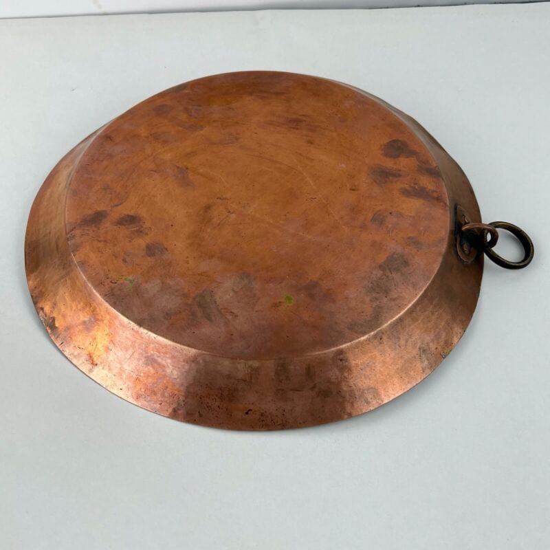 Antica Pentola in rame padella tegame teglia rotonda stagnata piatto casseruola Ottone