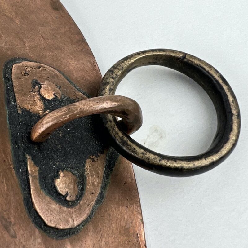 Antica Pentola in rame padella tegame teglia rotonda stagnata piatto casseruola Ottone