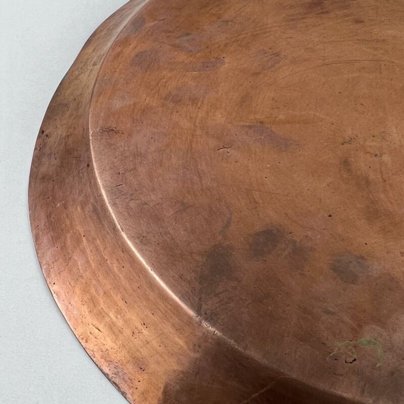 Antica Pentola in rame padella tegame teglia rotonda stagnata piatto casseruola Ottone