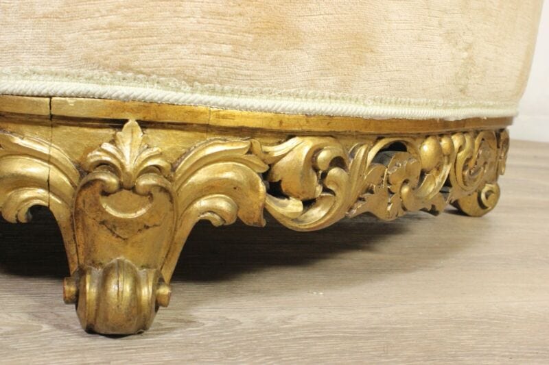 Antica poltrona poltroncina art deco sedia imbottita beige vintage in legno noce Arredamento