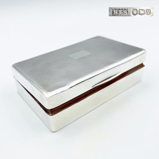 Antica Scatola portagioie in Argento 925 contenitore portasigarette stile deco Sheffield & Argento