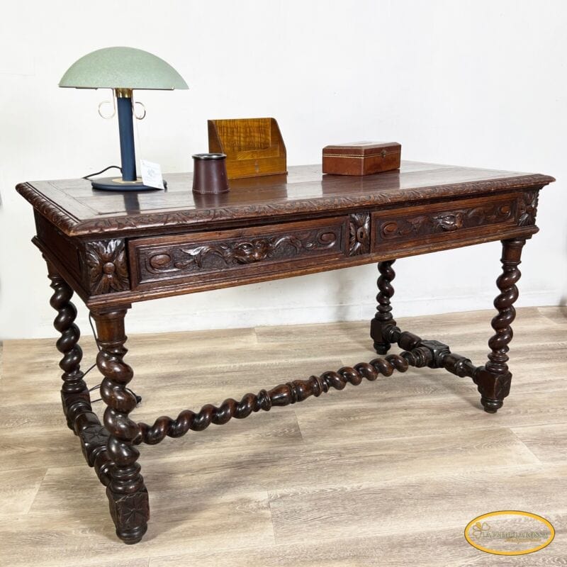 Antica scrivania scrittoio classico tavolo in legno stile rinascimento ufficio Arredamento