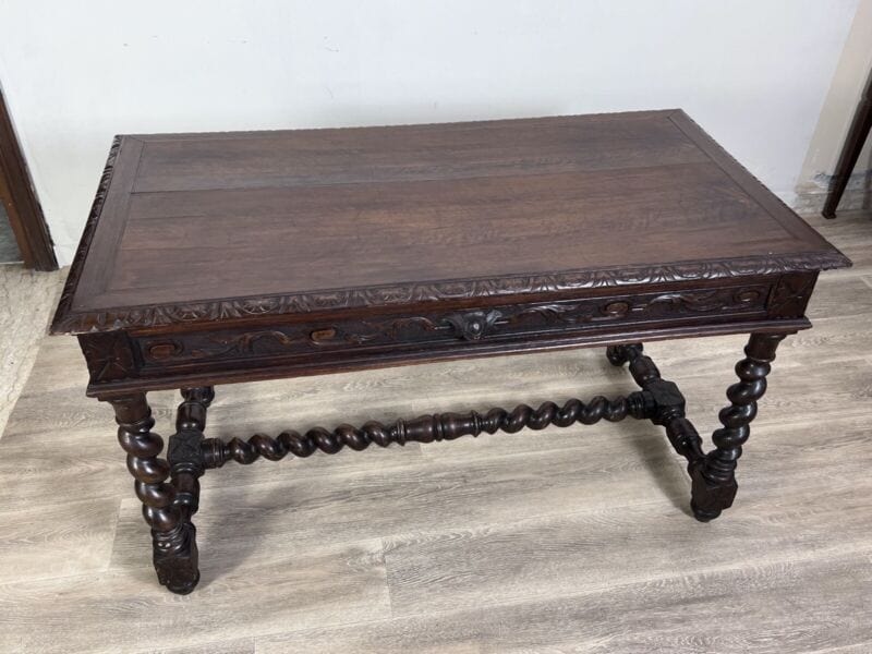 Antica scrivania scrittoio classico tavolo in legno stile rinascimento ufficio Arredamento