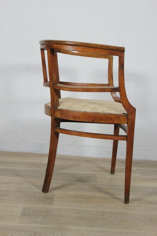 Antica sedia a pozzetto con braccioli poltrona poltroncina in di legno epoca 900 Arredamento