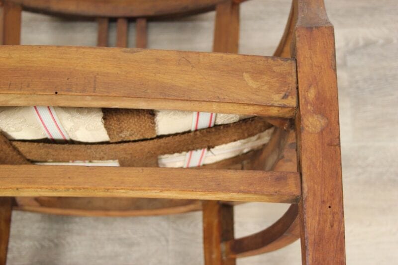 Antica sedia a pozzetto con braccioli poltrona poltroncina in di legno epoca 900 Arredamento