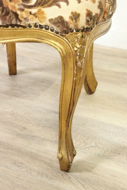 Antica sedia con braccioli poltroncina in legno oro stile Luigi XVI Barocco Arredamento