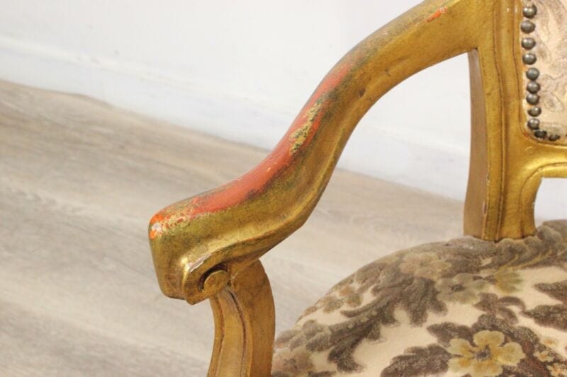 Antica sedia con braccioli poltroncina in legno oro sti – La Primula Rossa  Antiquariato