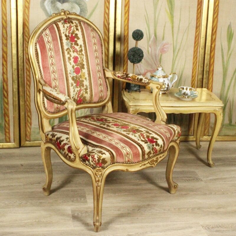 Antica sedia imbottita con braccioli poltrona poltroncina veneziana oro –  La Primula Rossa Antiquariato