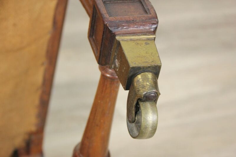 Antica sedia imbottita poltrona poltroncina in legno epoca 800 Inglese da studio Arredamento