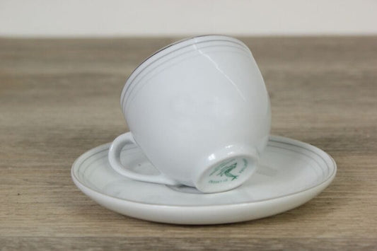 Antica Tazza da caffe in porcellana Ginori di Laveno tazzina bianca con piattino Ceramiche e Porcellane