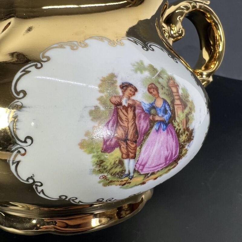 Antica Teiera in porcellana bianca e oro zecchino Bavaria Caffettiera Caraffa Ceramiche e Porcellane