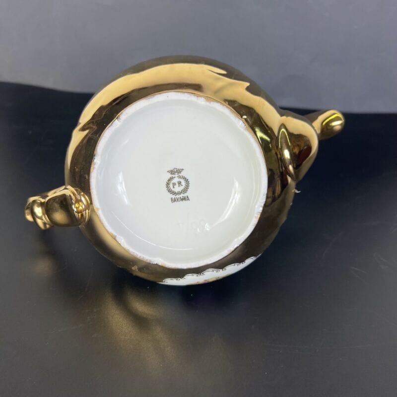 Antica Teiera in porcellana bianca e oro zecchino Bavaria Caffettiera Caraffa Ceramiche e Porcellane