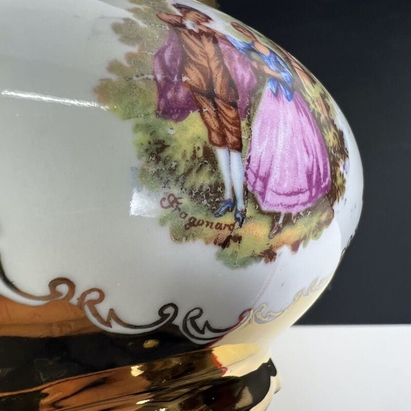 Antica Teiera in porcellana bianca e oro zecchino Bavaria Caffettiera Caraffa Ceramiche e Porcellane