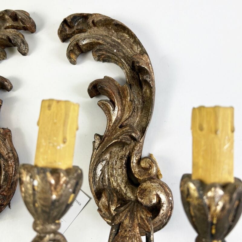 Antico Applique vintage in legno intagliato dorato Appliques lampada da parete Lampade Appliques