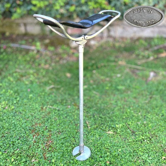 Antico Bastone da per passeggio vintage con seduta in pelle apribile sgabello Other