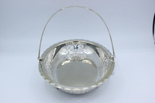 Antico cestino in silver plated centrotavola inglese in argento sheffield manico Sheffield & Argento