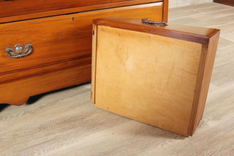 ANTICO COMÒ CASSETTONE CASSETTIERA IN LEGNO DI NOCE CHIARO INGLESE D'EPOCA Arredamento