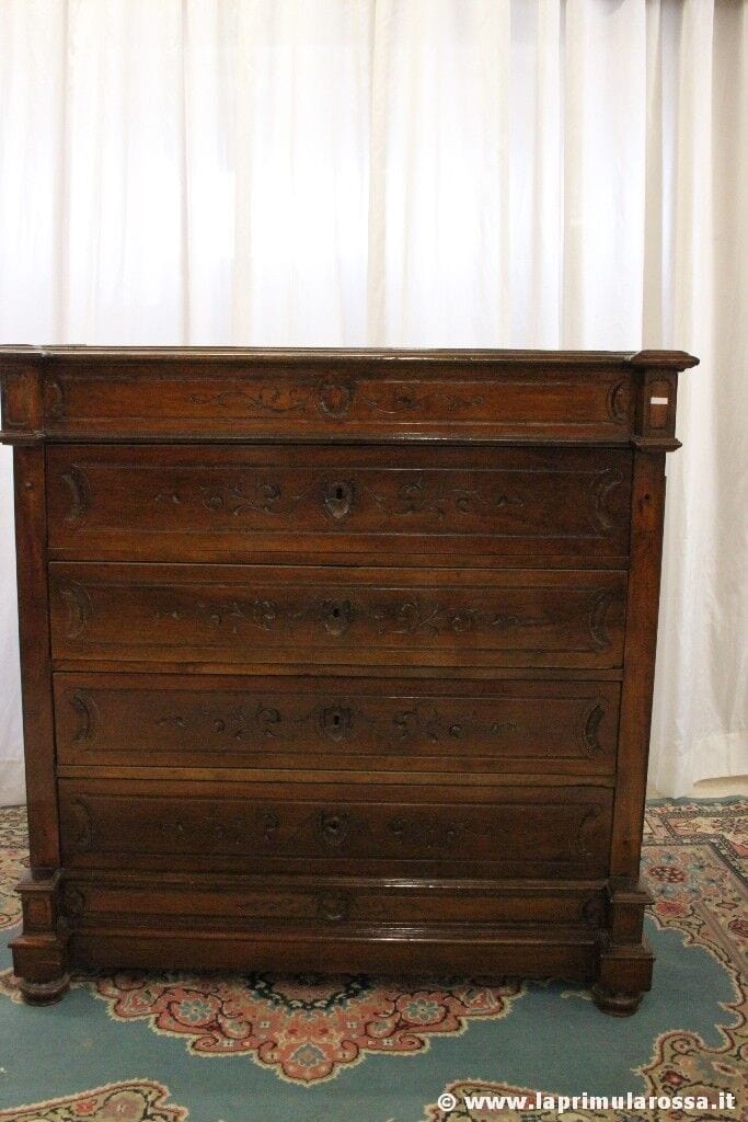 ANTICO COMO ITALIANO IN NOCE L. CM 120 - CASSETTIERA EPOCA 800  CHEST DRAWERS Arredamento