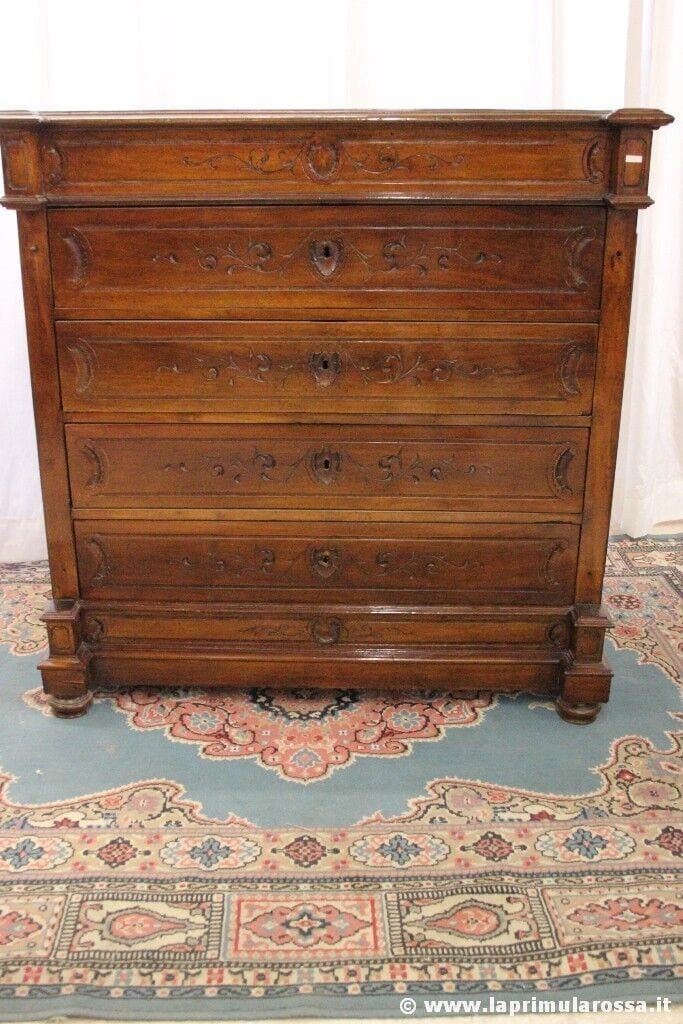 ANTICO COMO ITALIANO IN NOCE L. CM 120 - CASSETTIERA EPOCA 800  CHEST DRAWERS Arredamento