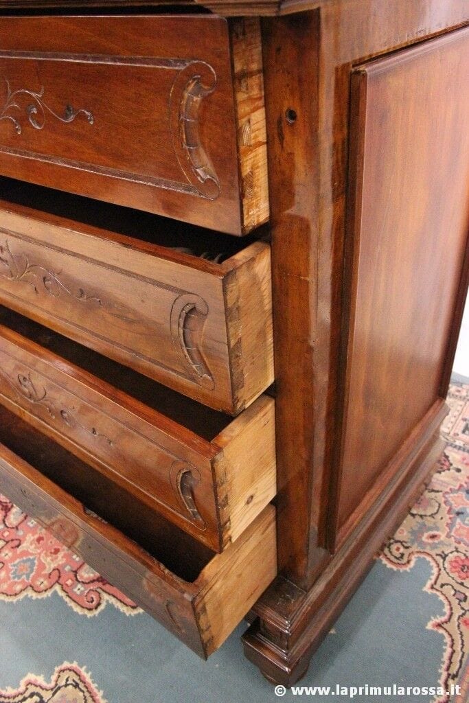 ANTICO COMO ITALIANO IN NOCE L. CM 120 - CASSETTIERA EPOCA 800  CHEST DRAWERS Arredamento