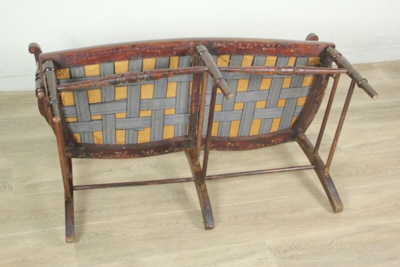 Antico divanetto divano in legno di noce intarsiato poltrona panca panchetta Arredamento