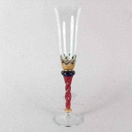 Antico Flute in vetro per champagne bicchiere a calice natalizio da collezione Vetri e Cristalli