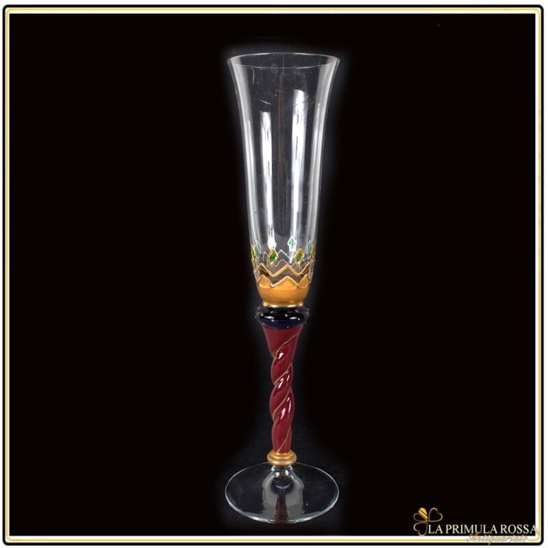 Antico Flute in vetro per champagne bicchiere a calice natalizio natale d'epoca Vetri e Cristalli
