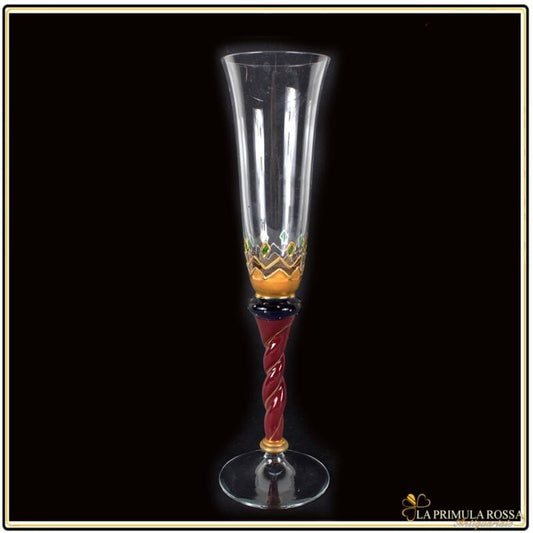 Antico Flute in vetro per champagne bicchiere a calice natalizio natale d'epoca Vetri e Cristalli