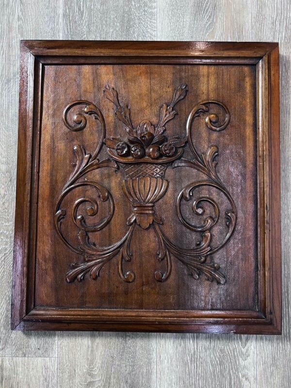 Antico pannello intaglio decorativo vecchio fregio in legno scolpito d' epoca Restauro