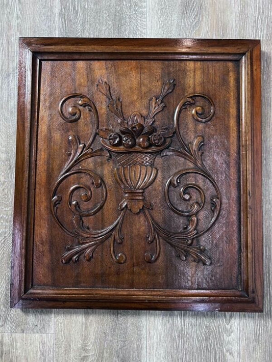 Antico pannello intaglio decorativo vecchio fregio in legno scolpito d' epoca Restauro