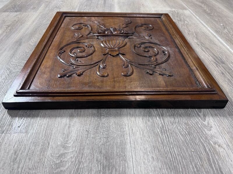 Antico pannello intaglio decorativo vecchio fregio in legno scolpito d' epoca Restauro